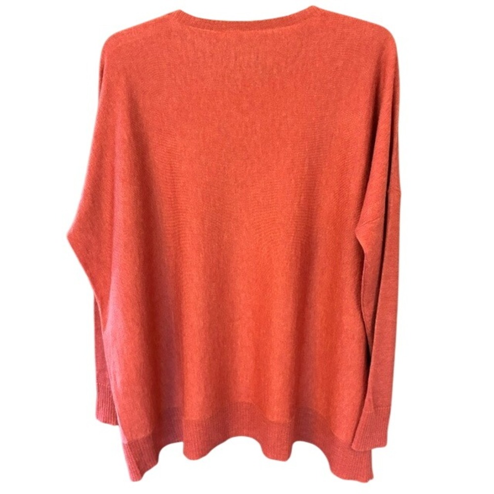 Eileen Fisher Sweater Womens M Coral Excellent Merino Alpaca Tencel Knit Top - Picture 2 of 6